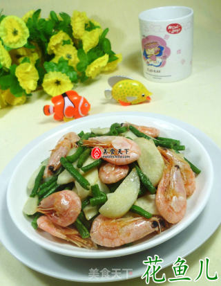 带豆甜虾炒茭白的做法