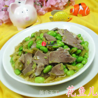 榨菜猪舌头炒毛豆的做法