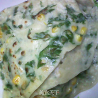 芹菜叶玉米粒煎饼的做法