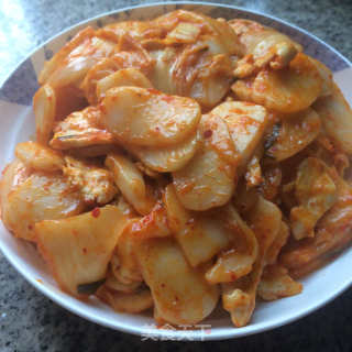 鸡肉泡菜年糕的做法