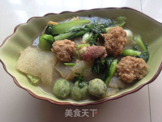 丸子青菜杂烩汤黑胡椒口味超鲜的做法