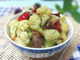 干椒花菜炒肉片的做法