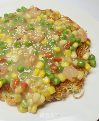 五彩虾仁香煎两面黄的做法