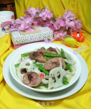 梅豆腊鸡腿炒莲藕的做法