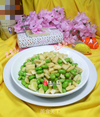 毛豆炒盘菜的做法