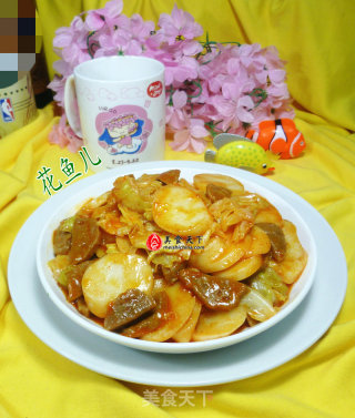牛肉丸圆白菜辣炒年糕的做法