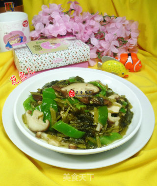 雪菜青椒炒香菇的做法