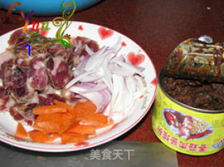 腊肠芥菜炒饭的做法步骤：2