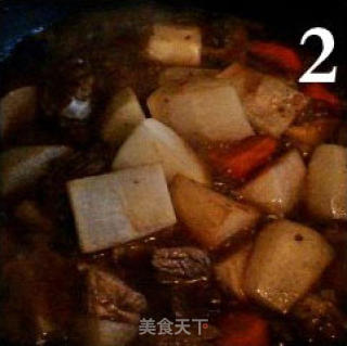 罗卜烧牛肉的做法步骤：2