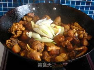 三黄鸡烧五花肉的做法步骤：4