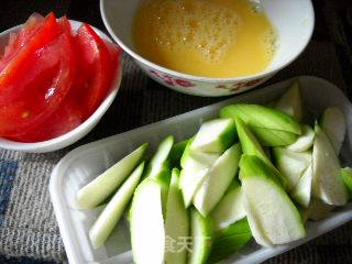 西红柿丝瓜炒鸡蛋的做法步骤：2