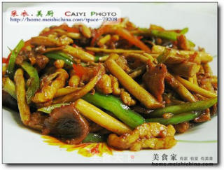 鲜茶树菇炒肉丝的做法步骤：3