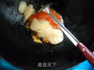 蒜蓉菜心拌茄汁嫩藕片的做法步骤：4