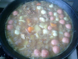 咖喱丸子鸡肉饭的做法步骤：2