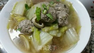 娃娃菜肉丸汤的做法