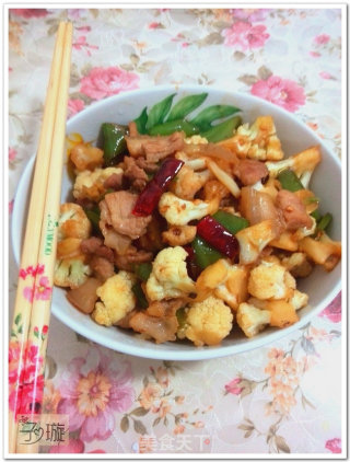 爽脆花菜炒肉【子璇家】的做法