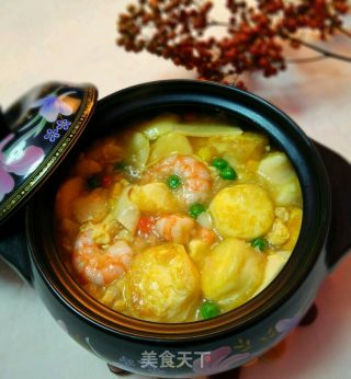虾仁玉子豆腐煲的做法