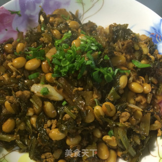 肉末黄豆炒雪里蕻的做法