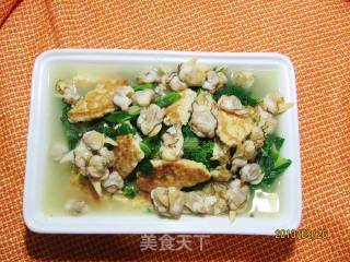 小白菜豆饼白蛤汤的做法步骤：2