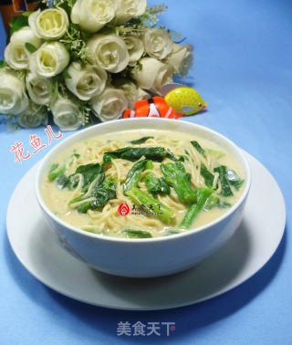 豆浆油菜蕻煮面的做法