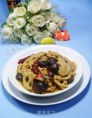 香菇大豆蛋白炒莲藕的做法