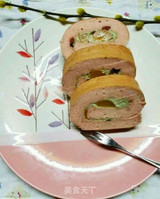 抹茶红曲蛋糕卷