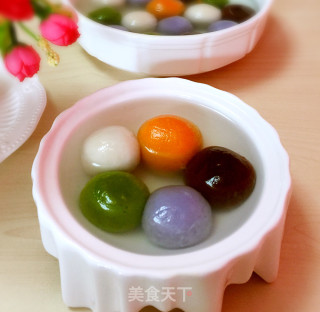 五彩豆沙汤圆的做法