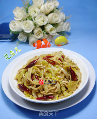 白菜芯炒千张丝的做法