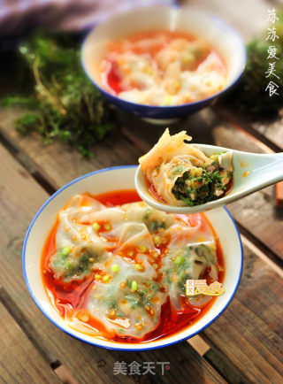 舌尖上早春的味道荠菜馄饨——怎样制作透明馄饨皮的做法