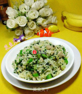 肉丝菜芯炒饭（咖喱味）