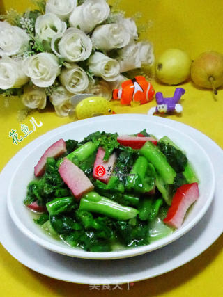 红培根炒菜芯的做法