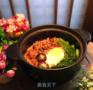 香菇滑鸡煲仔饭的做法