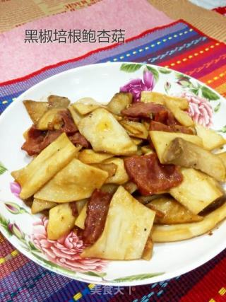 黑椒培根鲍杏菇的做法