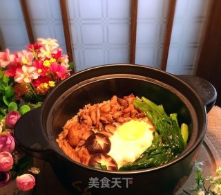 香菇滑鸡煲仔饭的做法