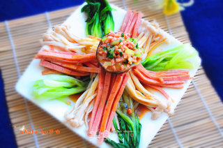 清爽凉拌油菜海鲜菇的做法
