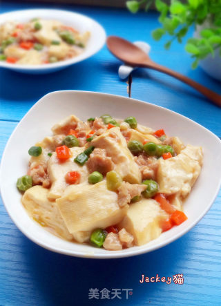 豌豆肉末烧豆腐的做法