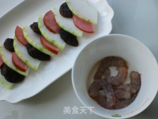 蚝油虾球三鲜蒸的做法步骤：5