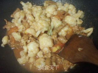 茄汁花菜炒肉片的做法步骤：2