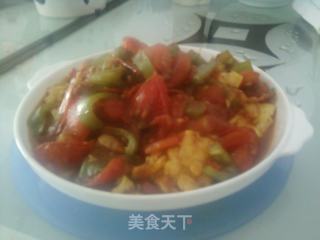 番茄青椒炒蛋~的做法步骤：3
