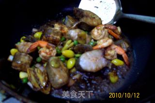 《金钩银杏钓东鲨》家宴红烧类海鲜菜肴的做法步骤：8