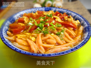番茄鸡蛋剪刀面的做法步骤：3