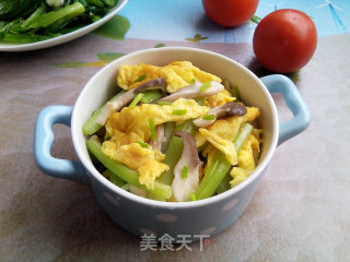 西芹平菇炒蛋的做法