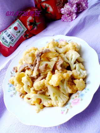 茄汁花菜肉丝的做法