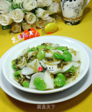 雪菜蚕豆炒年糕的做法