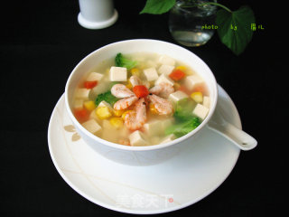 五彩南极磷虾豆腐羹的做法