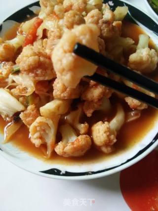 酸溜花菜~西红柿炒菜花的做法