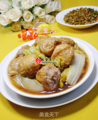 娃娃菜煮肉面筋的做法