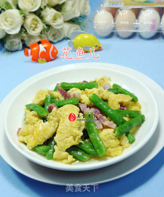 五花风肉梅豆炒鸡蛋的做法