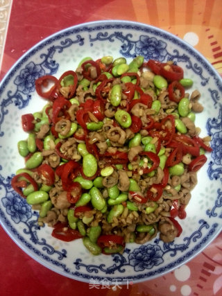 猪小肠炒毛豆的做法
