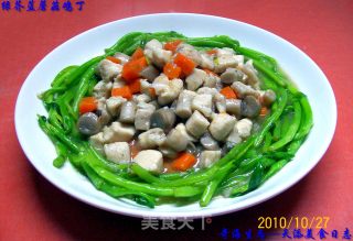 绿芥蓝蘑菇鸡丁的做法步骤：7